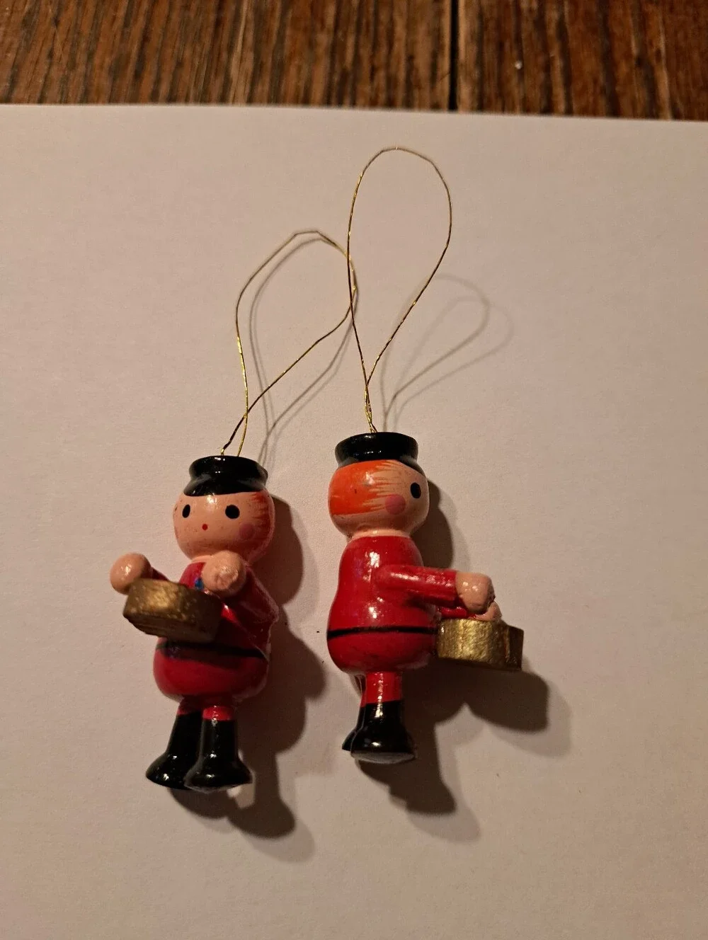 Vintage Wood Christmas Ornaments Lot 6 Hand Painted Wooden Rustic Farmhouse